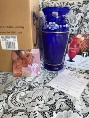 Fenton Glass Landmark Collection 9.5" Cobalt Blue Vase LE 3502/5000 NIB Signed