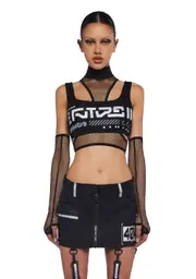 [Club Exx] Rave Visions Fishnet Top And Gloves Set