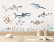 [Namly Design] Wallsticker - Sea Animals / Turtle, Octopus, Shark, Dolphin