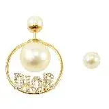 在飛比找遠傳friDay購物優惠-Dior TRIBALES 不對稱圓環水鑽珠飾耳環.金