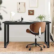 OIKITURE 120CM Computer Desk Home Office Desk, Standing Desk with Steel Legs, Ergonomic Desk Gaming Table with Thick Tabletop, Workstation for Home Office, Black