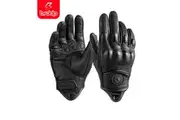 BSDDP Motorcycle Premium Leather Gloves Men's Motorcycle Street Protected Biker Gloves Impact Resistant Antiskid Sensitive Touch Screen (Black, XL)