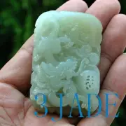 Natural Hetian Nephrite Jade Dragon Pendant Necklace w/ certificate