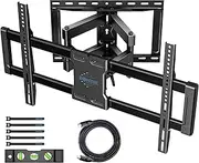 BONTEC Universal TV Wall Mount for 37-85 Inch Flat and Curved TVs up to 60kg, Swivels Tilts Extends Double Arm Full Motion TV Wall Bracket, Max VESA 600x400mm, Drilling Template Included