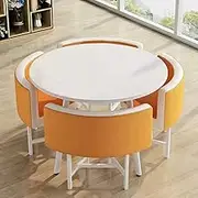 Office Dining Conference Table Reception Room Club Cafe Balcony Living Room Table and Chair Set, Business Coffee Table Set, 90cm (Color : Orange)