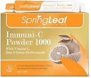 Spring Leaf Immuni Bio Vitamin C Powder 1000mg 30 sachets - Immune System Support Strong with Zinc - Relief Cold & Flu Symptoms - Fresh Orange Flavour For Good Taste - Travel Friendly Packaging