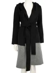 Black Wool Hooded Reversible Coat