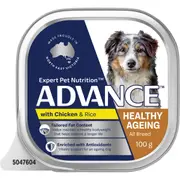 Advance Single Serve Healthy Aging Adult Chicken with Rice Wet Dog Food 12x100g