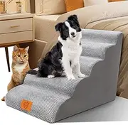 Myiosus Dog Stairs, Dog Stairs, 5 Steps, Waterproof Dog Stairs for Small Dogs, High Density Sponge Pet Stairs, Washable Dog Ramp, Non-Slip Base, Cat Stairs for Bed and Sofa