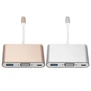 USB 3.1 type C to VGA Monitor USB 3.0 Type C Female Charger Adapter Converter for Macbook 12288 SILVER