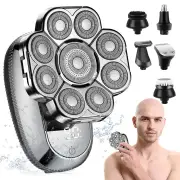 GGP New Digital Display 9 Blade Electric Shaver 6 In 1 Rechargeable Head Shaver & Grooming Kit For Smooth Shaving And Haircutting