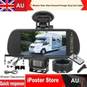 7" Monitor 4PIN Rear View Reversing Camera +Charger Suzy Coil Cables For Trailer