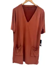 One Teaspoon Womens Copper Buffalo Modal Slouchy Dress Short Sleeve Size M NWT