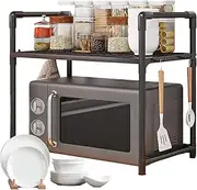 Microwave Oven Rack - Kitchen Storage Shelf, Kitchen Counter Stand | Multifunctional Carbon Steel Over Microwave Shelf Utensil Storage