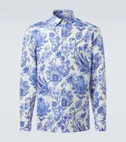 [Etro] Etro Roma paisley linen shirt UK 18 blue