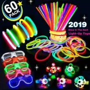60 Pack LED Light Up Toy Halloween Glow in the Dark Party Supplies