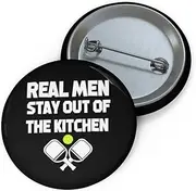 [Teegarb Letter Blanket] Funny Pinback Button Pin Badge Sayings Real Men Pickleball Introverted SportsmenHumorous Sports Sarcasm