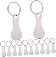 OSALADI 12Pcs Stainless Steel Trolley Token Key Rings Portable Keychain for Shopping Cart Design for Grocery Trolleys and Token Storage
