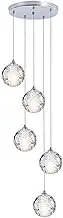Crystal Bubble Chandelier,Modern Staircase Chandelier,Raindrop Long Pendant Light Adjustable Height,Stainless Steel Base,G4 Bulb,Mid Century Ceiling Light for Villa Entryway Hallway Foyer, 5 Lights