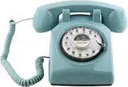 Sangyn Vintage Rotary Phones Retro Landine Telephone 1960s Style Old Fashioned Desk Corded Phones with Mechanical Ringer for Home Office, Blue