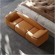 Bed End Bench Upholstered Bench for Living Room or End of Bed Use，Upholstered Long Bench with Cushion Arms, Footstool for for Entryway, Living Room, Bedroom, Front Door Bedroom Bench(Orange,120*50*54c