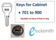 Key to Code Number Fits Sandleford, Karbon Lock 701 to 900 - FREE POST
