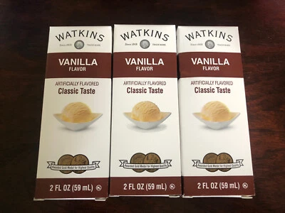 3 Packs Watkins Vanilla Flavor, Classic Taste 2 oz. Bottle