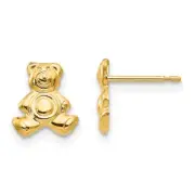 Madi K Kid's Earrings 14K Yellow Gold Teddy Bear Post and Push Button