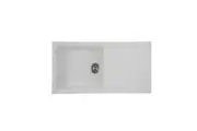 CARYSIL Vivaldi D100L Granite Kitchen Sink - 1000 x 500mm Single Bowl with Drainer - Snova White - Top/Under Mount