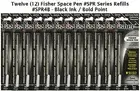 Twelve Fisher Space Pen #SPR4B Black Ink / Bold Point Refills - Also Fits Parker