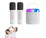 Portable Mini Karaoke Machine with 2 Wireless Microphones-White