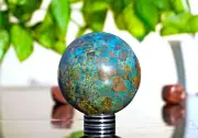 Rare Large 55MM Pyrite Sky-Blue Turquoise Stone Metaphysical Sphere Ball T5