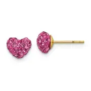 14k 14kt Yellow Gold Madi K Pink Crystal Heart Post Earrings 7 mm
