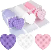 Yolev 600Pcs Lint Free Nail Wipes, Heart-Shaped Nail Polish Remover Pads, Purple, White, Pink