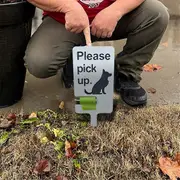 Outdoor Poop Pick-Up Sign Pet Poop Clean-Up Reminder Sign Lawn Warning Sign Protect Lawn Wooden Stakes Sign Dog As Shown