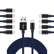 Catzon 1M 2M 3M 10Packs Micro USB Cable Nylon Braided W Phone Cable Fast Charger Cable USB Cord -Black Blue