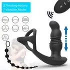 Telescopic Thrusting Anal Plug Male Vibrator Dildo Penis Ring Sex Toy Men Women