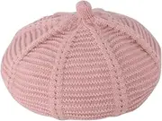 [FOMIYES] Wool Weaving Boys and Girls Beret Berets Hat Boys and Girls Cap Weaving Hat Stylish Beanie Pink