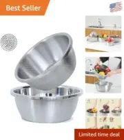 5QT 304 Stainless Steel Microporous Colander & Mixing Bowl Set for Easy Cooking
