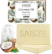 SAISZE Natural Coconut and Shea Butter Soap - 100% Vegan Cold Process, Organic Soap Enriched with Coconut oil, Shea, Handmade Body Soap Bars for Women and Men (Pack of 2)