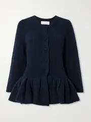 [LIBEROWE] LIBEROWE - + The Vanguard Cashmere Peplum Cardigan - Navy - medium medium Blue