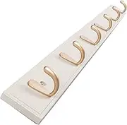 Wall Mount Coat Rack Heavy Duty With 6 Hooks - 100% Natural Bamboo Hanger Rail for Clothes, Jackets in Bedroom, Entryway (Beige)