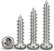 50/100/200/500pcs M1 M1.2 M1.4 M1.7 M2 M2.3 M2.6 M3 M4 M5 Nickel-Plated Carbon Steel Cross Round Head Self Tapping Screws (Color : 25mm_M4 (50pcs))