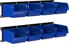 Wall Mounted Garage Storage Bin, Parts Rack, Plastic Hanging Stackable Storage B