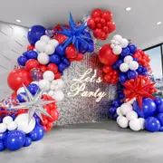129Pcs Red White And Blue Balloon Garland Arch Kit Independence Day Graduation Baseball Birthday Party Room Decoration Supplies