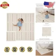 Chic Neutral Baby Play Mat 72"x72" - 9 Piece EVA Foam for Safeguarded Play