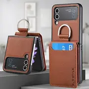 Phone Case For Samsung Galaxy Z Flip 6 Z Flip 5 Z Flip 4/3/2 Back Cover Flip With Card Holder Kickstand Solid Colored PC PU Leather