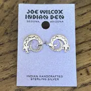 Vtg Navajo Sterling Silver Stamped Lizard Gecko Post Earrings 1/4" Joe Wilcox AZ
