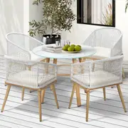 Livsip Outdoor Dining Set Table Lounge Chairs Patio Furniture Setting 5 Piece