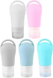 PAMINGONO Travel Toiletry Bottles 5pcs 60ml Travel Toiletries Container Set Portable Refillable Shampoo & Cosmetic Bottles Milky Grey Lake and Grey Ideal for Travel and Daily
